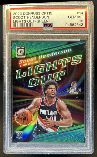 2023-24 Panini Donruss Optic Scoot Henderson Lights Out RC Green #/5 PSA 10