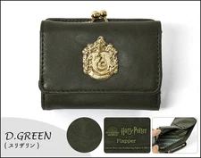 Harry Potter x Flapper Hogwarts Emblem Slytherin Clasp Tri-fold Mini Wallet NEW