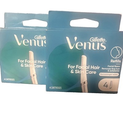 2 Boxes Gillette Venus Facial Hair & Skin Care Refills 4 Cartridges