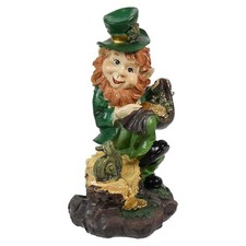 5.25" Resin Leprechaun Statue With Gold Accents