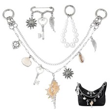 3pcs Bag Charms Set for Handbags 12.6 inch Decorative Bag Chains with Shell