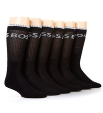 Boss Hugo Boss 0510168 Cotton Blend Stripe Crew Sock - 6 Pack
