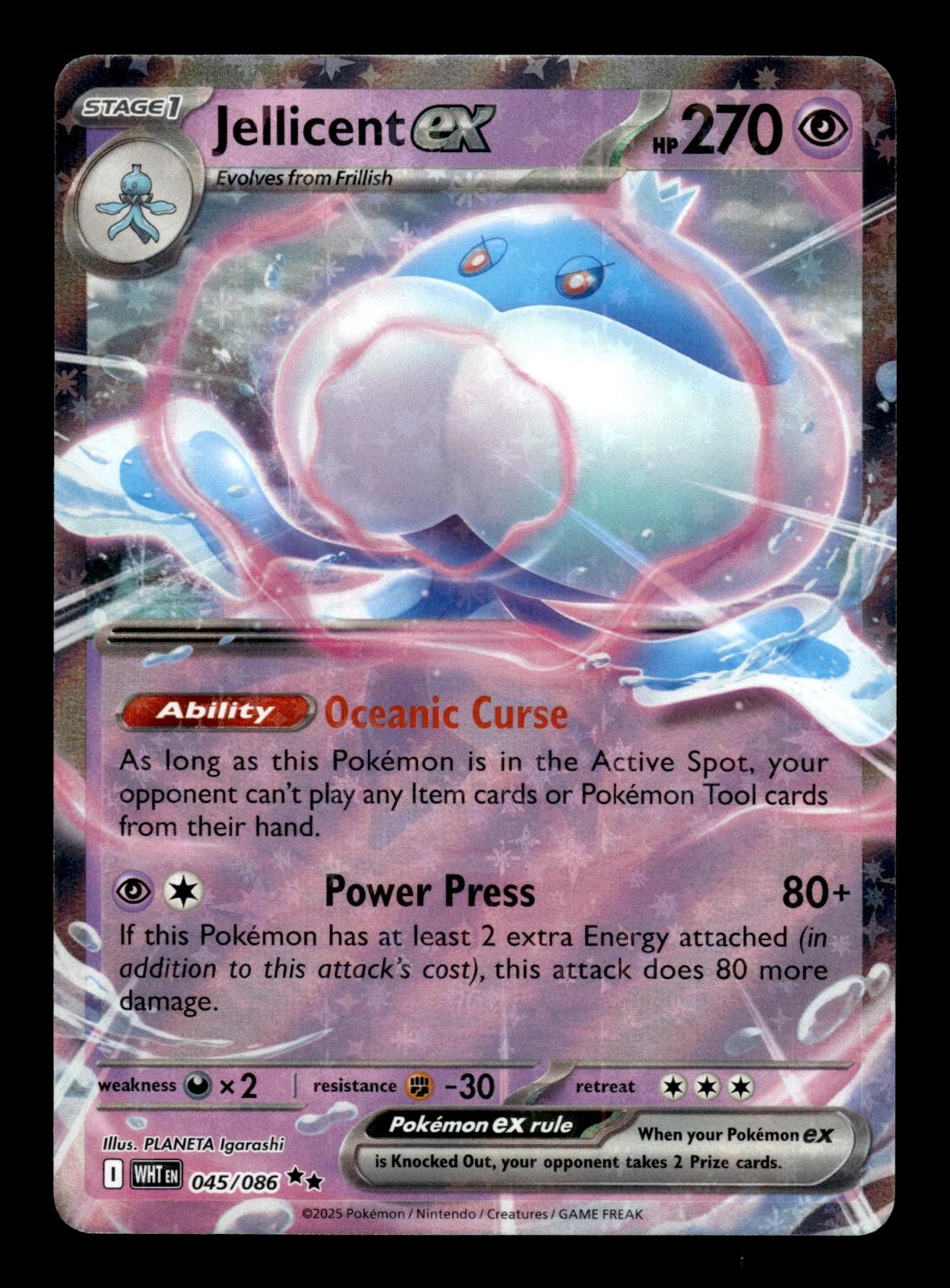 Jellicent ex 045/086 Holo Double Rare White Flare Pokemon Holo Near Mint