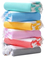 Genovega 6 Pack Oversized Stripe Turkish Beach Towels 74x38 Multicolor XL