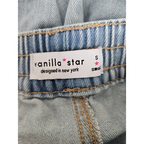 Vanilla Star Womens Light Wash Denim Cargo Pants Elastic Waist Wide Leg Small - Picture 7 of 8