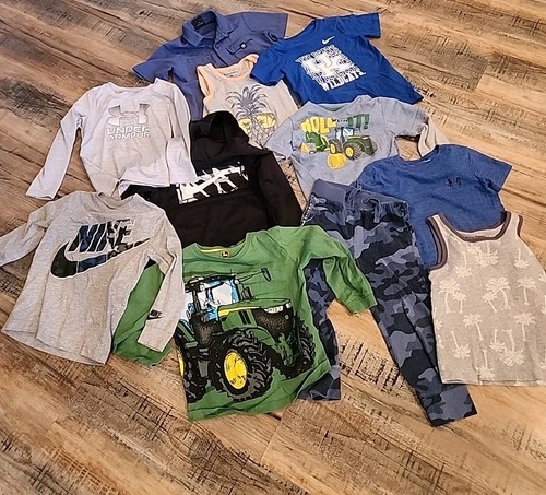 Boys Size 4 Lot Of 11 Pieces, John Deere, Nike, Under Armour, Tommy Bahama