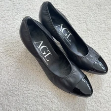 AGL Vero Cuoio Attilio Giusti Leombruni N152015 Black Shoes Size 37.5 Italy Made