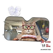 Fun Cute Cat Driving Car Front Windshield Sun Shade,Auto Onesize Style 6