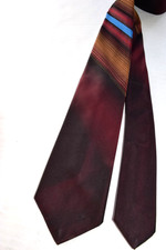 Neck Tie VTG 50s Don Loper Gold Blue Stripe Black Maroon Ombre 51" x 3"