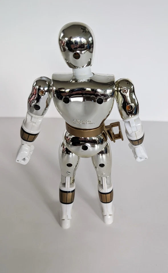 Figura de acción metálica Power Ranger Bandai 8" Silver Mighty Morphin 1995 de colección Foto 3 de 4
