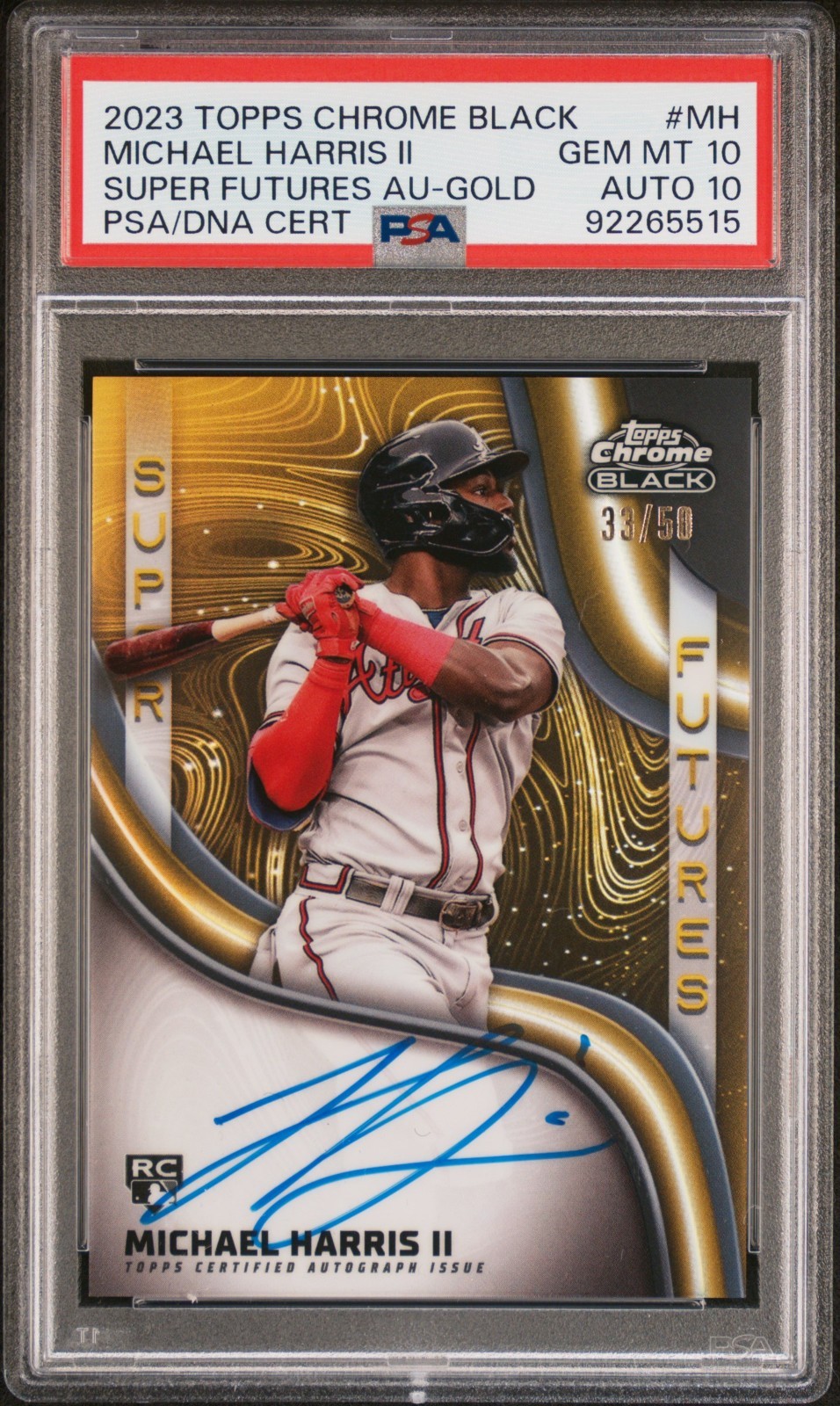 2023 Topps Chrome Black Michael Harris Rookie AUTO GOLD Refractor /50 PSA 10 10
