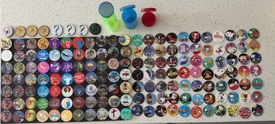 Huge 90s POG Collection Lot 200+ w/ Slammers Knott s Mystery Lodge Marvel Holo