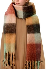 American Trends Womens Chunky Blanket Oversized Long Big Plaid Warm Wrap Scarf