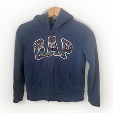 Gap Hoodie Girls Lg Blue Fair Isle Sequin Logo Full Zip Faux Fur Kidcore School