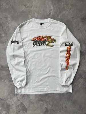 Y2K Tony Hawk Birdhouse White Eagle Printed Longsleeve T-Shirt Vintage Flame 00s