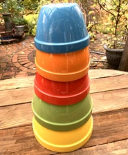 Vintage Set Of 5 Crate & Barrel Addison Ceramic Mixing Bowls Colorful