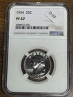 1954 Silver Washington 25c Quarter Proof NGC PF67 Us Coin Philadelphia Mint ￼