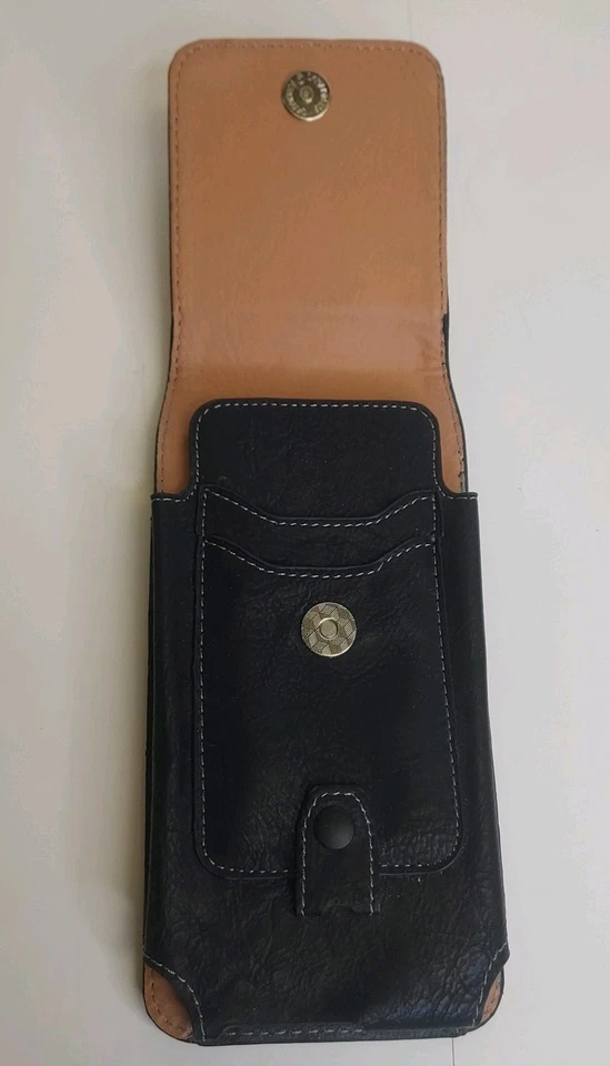 Funda Universal de Cuero para Teléfono Celular con Clip de Metal con Lazo para Cinturón 6.5"×3.5" NEGRA Foto 2 de 4