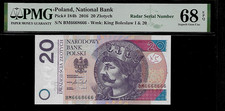 Poland 20 Zlotych 2016 PMG 68 EPQ UNC  Radar Note 6668666  Series BM