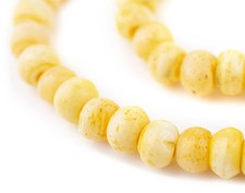 Yellow Rustic Bone Mala Beads 10mm Nepal Round Large Hole 34 Inch Strand