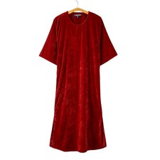 J. Peterman Company Rich Crushed Velvet Maxi Dress Caftan Wine Red Large Kaftan