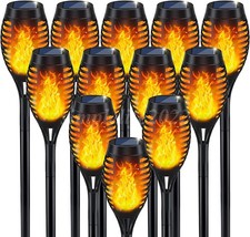 4/8/12&times; Flame Effect Solar Outdoor Lights Stake Garden Path Flickering LED Lamp