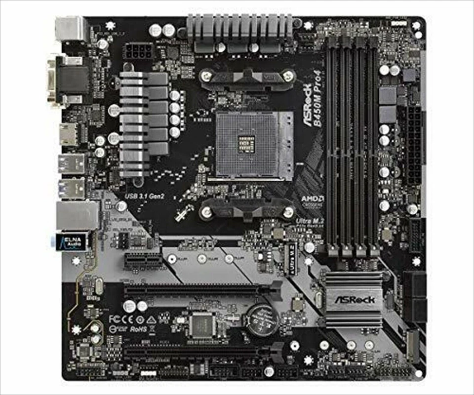 ASRock AMD B450 chip-mounting Micro ATX placa base B450M Pro4 Japón NUEVO - Imagen 2 de 4