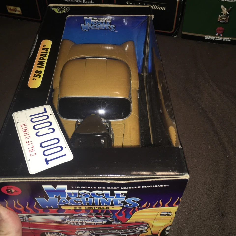 Muscle machine 1:18 scale 1958 Chevy Impala (gold) Funline 2003 New In Package - Image 3 of 4