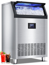 300Lbs/24H Commercial Ice Maker - Stainless Steel, Self-Cleaning, 115Lbs Bin