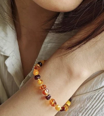 Handmade Amber Bracelet – Genuine Natural Stone – Unique Gift for Men & Women - Image 1 of 4