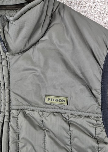 Filson Ultralight Vest Men Large Olive Gray Quilted Nylon Outdoor Hiking Fishing - Picture 6 of 10
