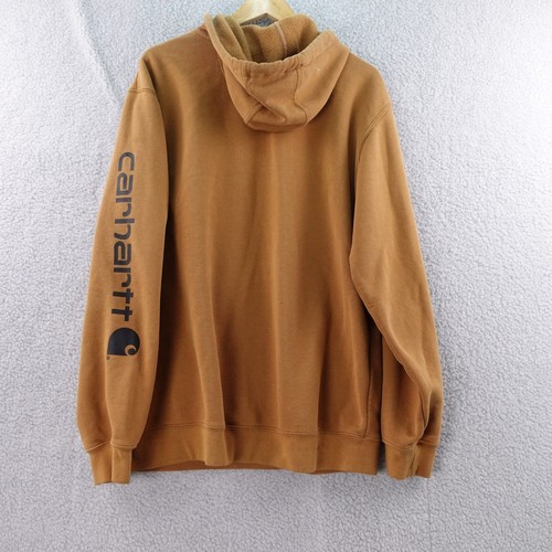 Carhartt Men's Brown Loose Fit Hooded Sweatshirt Hoodie Size L Pullover Y2K Boxy - Picture 2 of 9