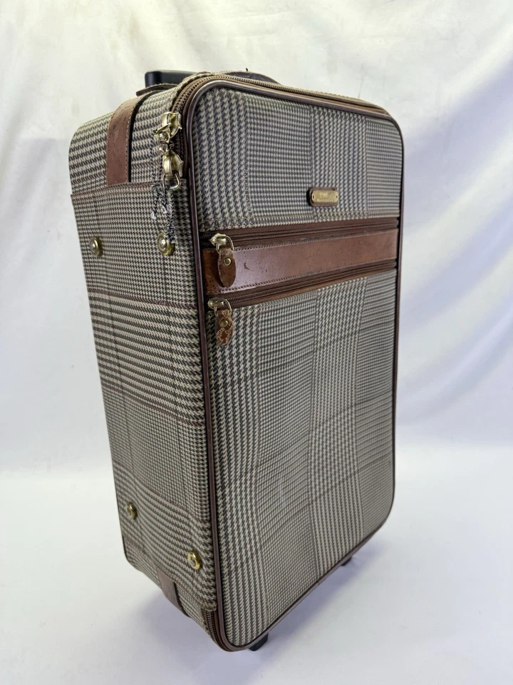 Equipaje de mano vintage Polo Ralph Lauren con adornos de cuero marrón a cuadros 22" Foto 2 de 4