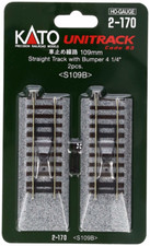 Kato 2-170 HO Scale Straight UniTrack with Bumper 109mm 4 1/14"  2 Bumpers