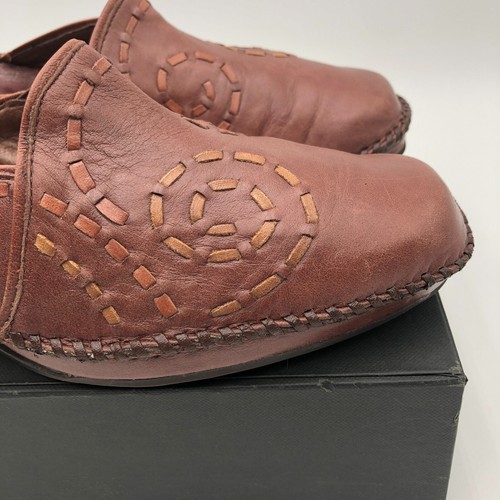 Clarks Artisan Mules Women's 9 M Brown Leather Wedge Heel Decorative Stitching - Bild 12 von 20