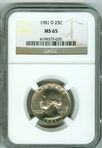 1981 D NGC MS65 WASHINGTON QUARTER, BUSINESS, LOW POP, BLAST WHITE!