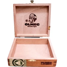 Olmec Robusto 5 x 50 Empty Wooden Cigar Box 6.25" x 5.75" x 2"