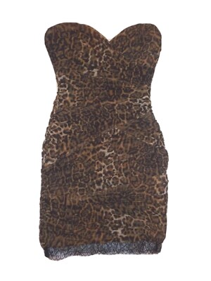 BCBGMAXAZRIA NEW strapless lace trim cheetah Dress 2 BCBG MAXAZRIA | eBay