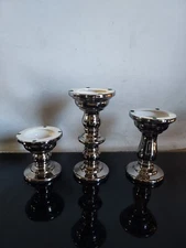 Set of 3  Vintage 80s Jaru  Candle Holders Chrome-color