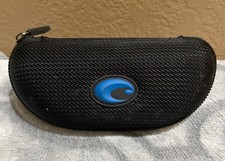 Genuine Costa Del Mar Sunglasses Hard Zip Up Clam Shell Case Black w/Blue Logo