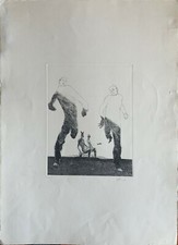 ENNIO CALABRIA acquaforte 1963 Moscacieca con gli Asini 70x50 firmata numerata
