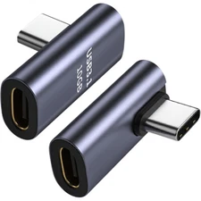 90 Degree USB-C Male to USB-C Female Adapter Data Right Angled Converter Charge 