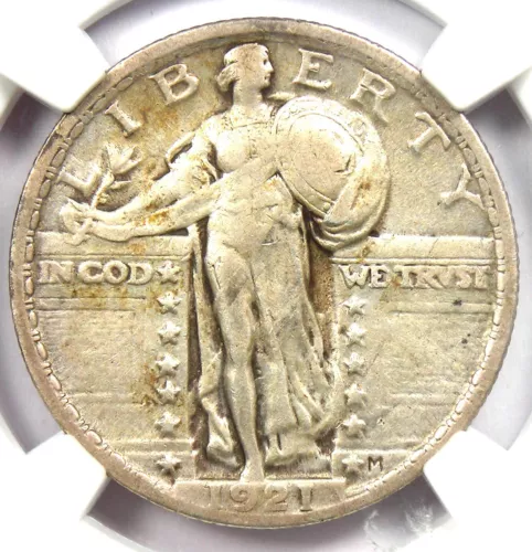 1921 Standing Liberty Quarter 25C Coin - Certified NGC VF35 - Rare Date!
