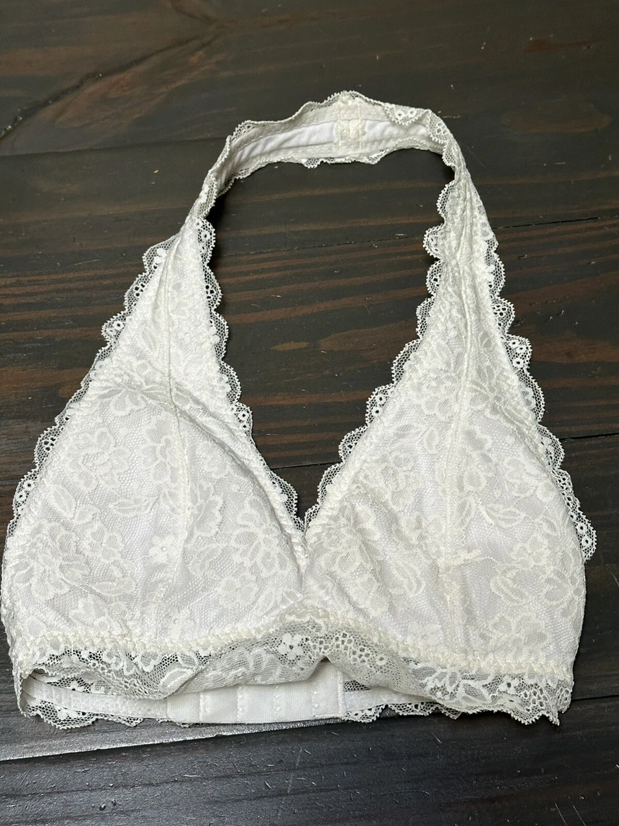 Gilly Hicks Bralette Women's XX- Small White Lace Halter Bra Lingerie  Padded EUC