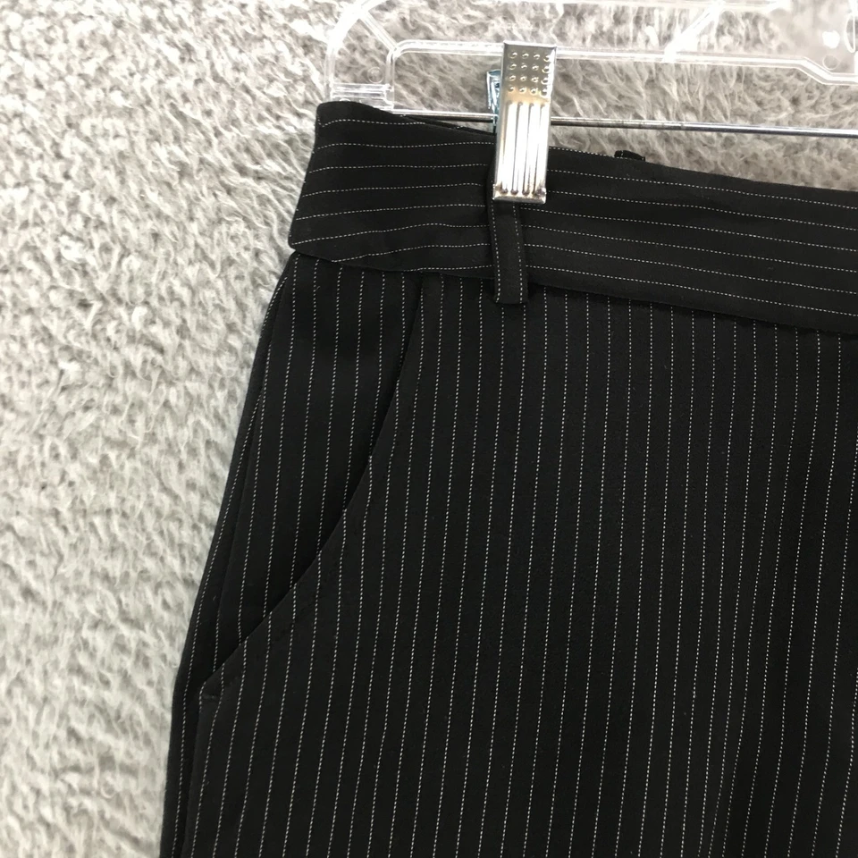 Calça social feminina Larry Levine stretch perna larga 10 preta xadrez zíper mosca - Imagem 3 de 4