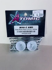 Atomic RC Mini-Z AWD White Disk Rim Rear  (+3.5* offset) white AWD200-W35