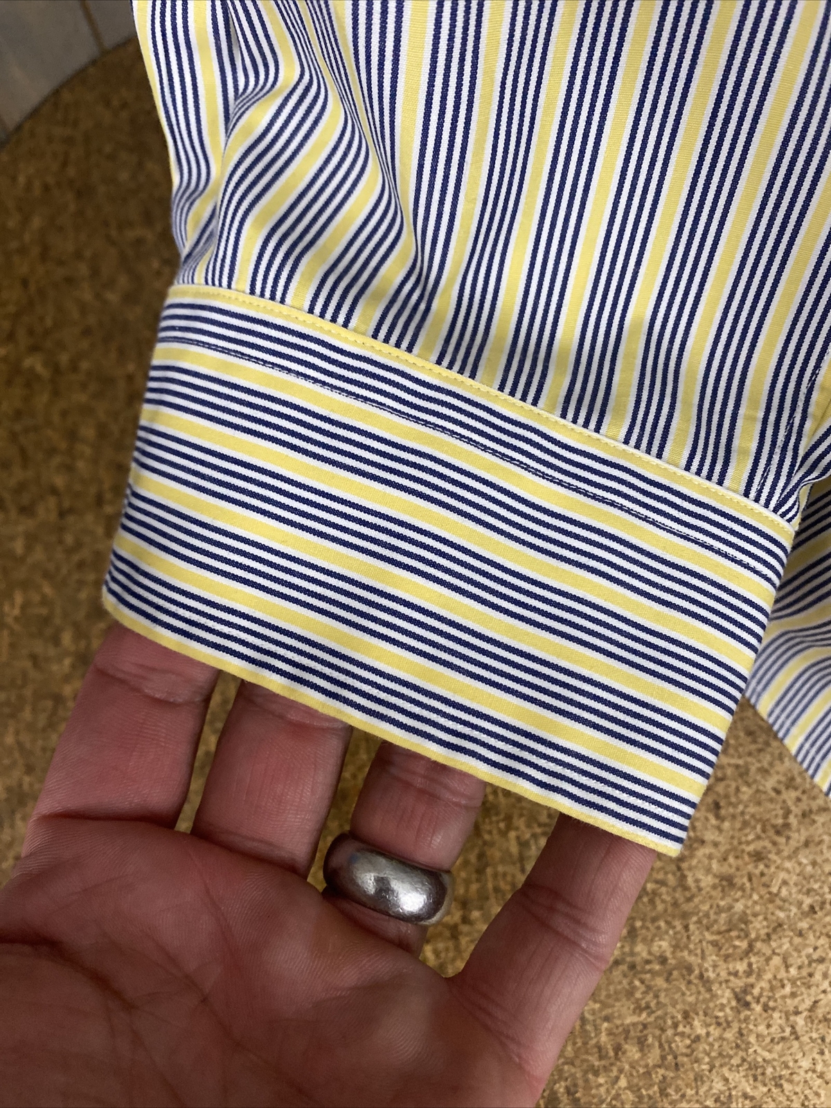 Polo Ralph Lauren Camicia Bottone A RIGHE GIALLE MANICHE LUNGHE taglia L su misura PONY