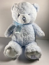 Baby Gund My First Teddy Bear Satin Blue Stuffed Plush Animal Toy Sewn Eye Nose