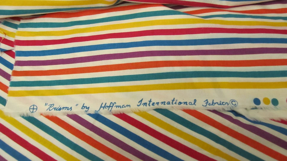 Призмы хлопчатобумажной ткани Hoffman International яркие полоски на белом 2 ярда 23 x 40 - Изображение 3 из 4