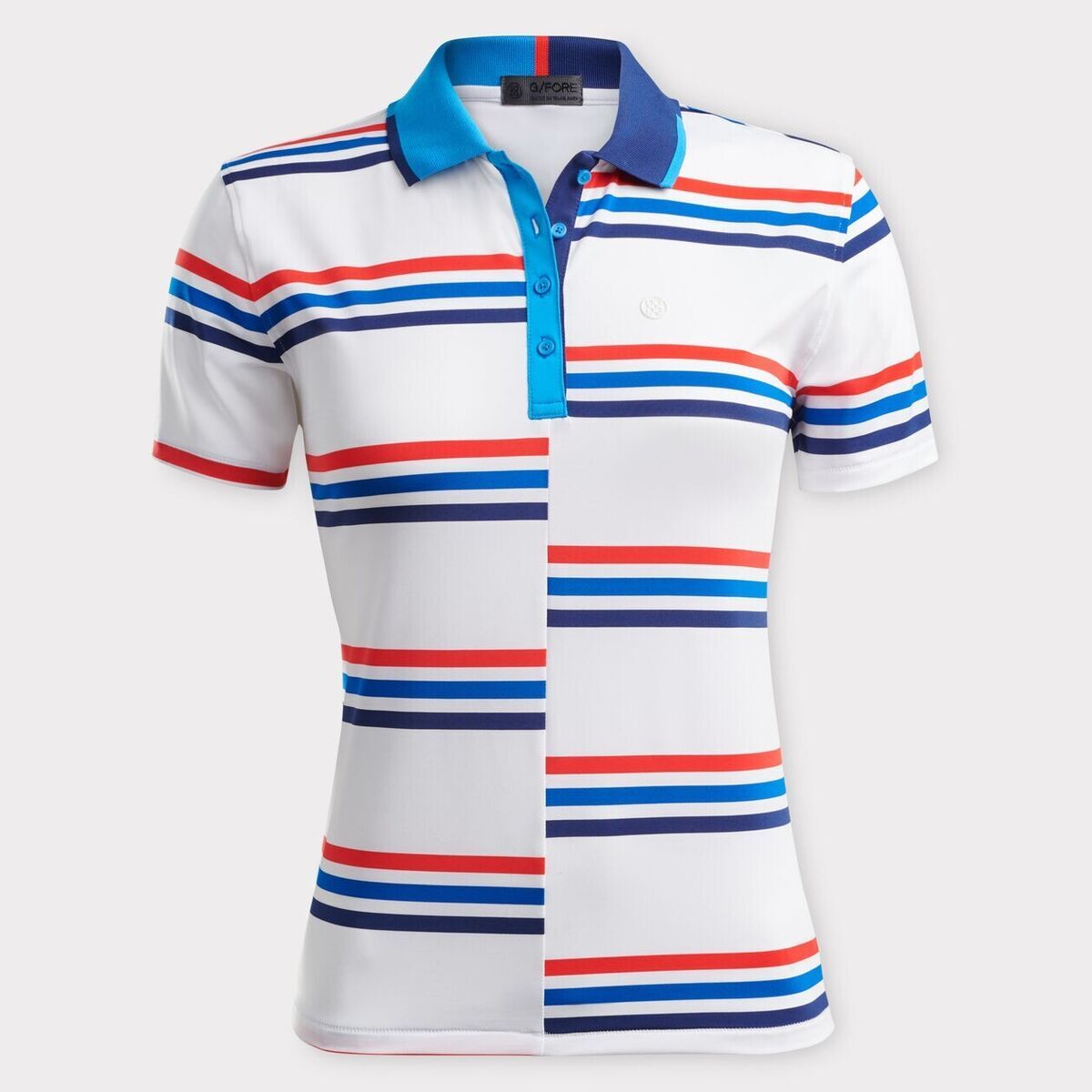 GFore Women Offset Stripe Polo Top Size M L Snow Turq Golf
